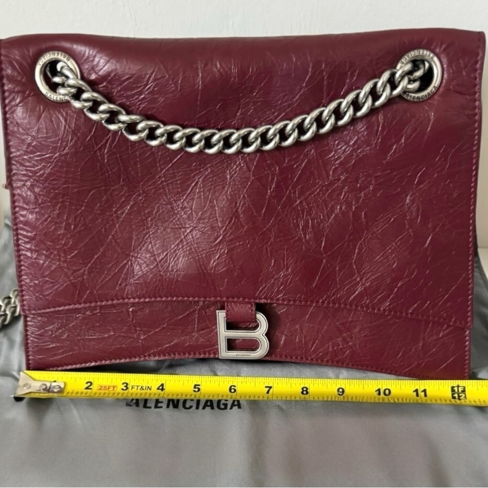 BALENCIAGA Crush Leather Medium Chain Shoulder Handbag Tote Crossbody Purse New - Picture 10 of 15
